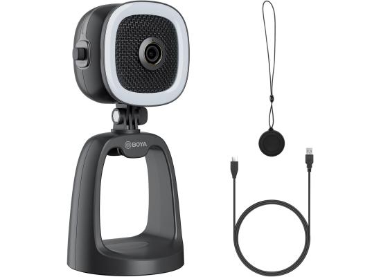 Boya BY-CM6A USB Condenser Microphone for Streaming Gaming PC Podcast Mic With1080P HD Camera and Fill Light for YouTube Studio Music Recording Singing Video for Windows Mac Laptop Desktop Mac Phones -Black